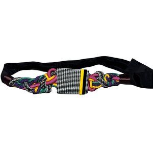CAROLYN TANNER Vintage 80's Multi Color Rope Belt w/ Checkered Medallion